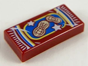 Placa Lisa 1x2 com Desenho de Pacote de Amendoim Dark Red
