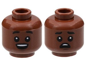 Cabeça dupla face boca aberta / preocupado Marrom