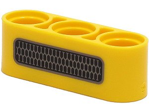Viga 1x3 Amarela com Desenho de Grade Cinza e Preta