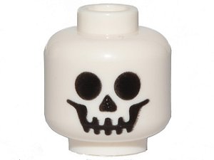 Cabeça de Minifigura Branca com Desenho de Caveira - Esqueleto
