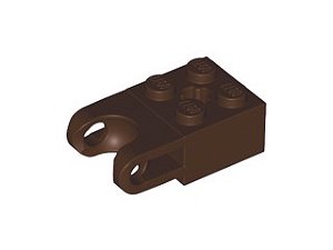 Tijolo Modificado 2x2 com receptáculo para bola e eixo Marrom Escuro