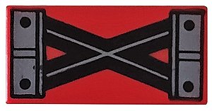Placa Lisa 1x2 com desenho de Linhas Cruzadas Vermelha