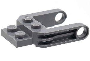 Garfo de roda com 2 braços e furos para pinos Cinza Escuro