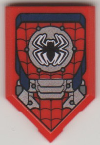 Placa modificada 2x3 Pentagonal Vermelha com desenho do Escudo do Homem Aranha