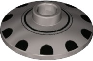 Disco 2x2 invertido (radar) com círculos pretos e desenho de calota de pontos Cinza Metálico
