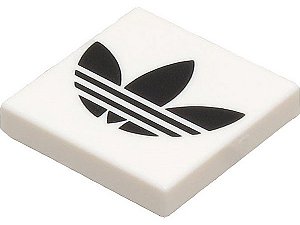 Placa Lisa 2x2 com desenho de logotipo da Adidas Branca