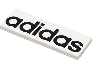Placa Lisa 2x6 com escrita "Adidas" Branca