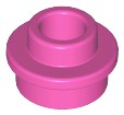 Placa Redonda 1x1 com Pino Aberto Rosa Escura