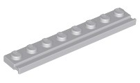 Placa Modificada 1x8 com guia de porta Cinza Clara