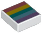 Placa Lisa 1x1 com desenho de arco-íris branca