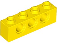 Tijolo Lego Technic  1x4 com Furos Amarelo