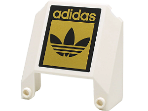 Pára-brisas 6x6x2 com 2 studs na parte superior com escrita 'adidas' branco