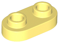 Placa modificada 1x2 arredondada com 2 pinos abertos Amarela Clara Brilhante