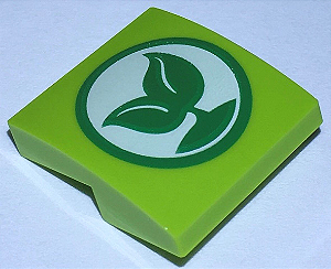 Inclinação curva 2x2x2/3 com desenho de broto verde com 2 folhas Verde Limão