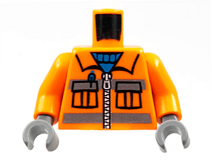 Torso Laranja com Desenho de Ziper e Bolsos