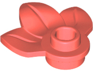 Placa Modificada 1x1 com Planta de 3 folhas Coral