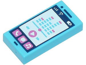 Placa Lisa 1x2 com desenho de smartphone Medium Azure