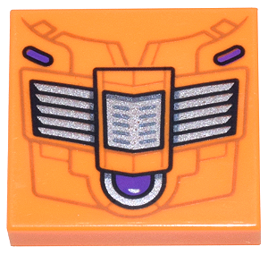 Placa Lisa 2x2 com desenho de Painel Mecânico com Ventiladores Laranja