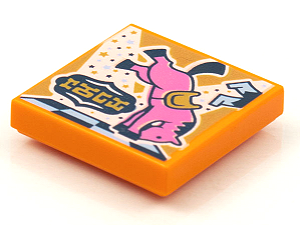 Placa Lisa 2x2 com desenho de cavalo de rodeio Laranja