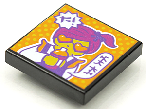 Placa Lisa 2x2 com desenho de Mulher com óculos de sol em formato de coração Preta