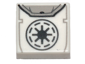Placa Lisa 1x1 com desenho de Mochila com Símbolo da República Galáctica SW Branca