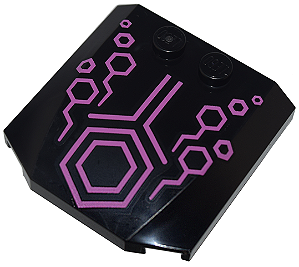 Placa em Cunha 4x4x2/3 Preta com desenho de hexágonos Rosa Escuro