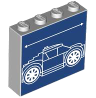 Tijolo 1x4x3 Cinza Claro com linhas brancas esquemática de carro - janela recuada
