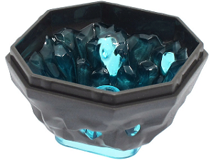 Pedra octogonal 4x4 Pearl Dark Gray com cristais azuis translúcidos moldados (base)