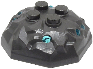 Pedra octogonal 4x4 Pearl Dark Gray com cristais azuis translúcidos moldados (topo)