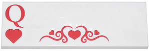 Placa Lisa 2x6 com desenho de parte de carta de baralho Branca