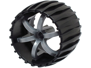 Roda de plástico rígido 49,5 mm D. x 37,5 mm com raios prateados (Flat Silver)