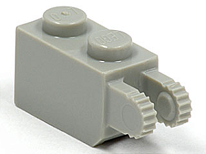 Tijolo 1x2 com Dobradiça Vertical de 9 dentes Cinza Clara