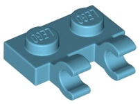 Placa Modificada 1x2 com Clipes Horizontais Medium Azure