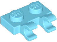 Placa Modificada 1x2 com Clipes Horizontais Medium Azure