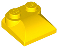 Tijolo Modificado 2x2x2/3 com extremidade curva inclinada Amarelo