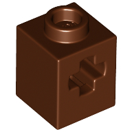 Tijolo 1x1 Technic com furo para eixo Marrom