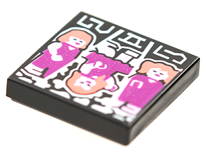 Placa Lisa 2x2 com desenho de garotas dançando