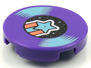 Placa Lisa Redonda 2x2 com desenho de estrela Dark Purple
