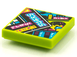 Placa Lisa 2x2 com desenho de pilha de revistas Verde Limão