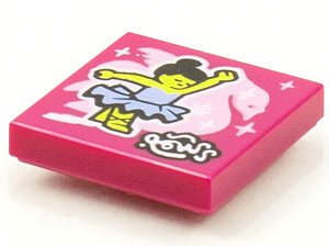 Placa Lisa 2x2 com desenho de Bailarina Magenta