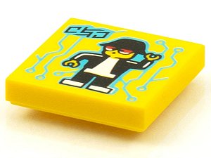 Placa Lisa 2x2 com desenho de Minifigura e Dança de Robô