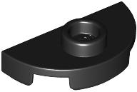 Placa Redonda 1x2 Metade com 1 Stud (Jumper) Preta