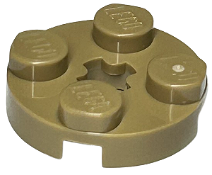 Placa Redonda 2x2 com Furo para Eixo Bege Escura