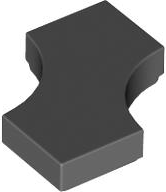 Placa Lisa Modificada 2x2 com 2 recortes curvos 1x1 (seta dupla) Cinza Escura