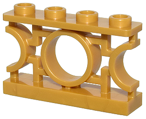 Cerca 1x4x2 Treliça Asiática Ornamental com Círculo e 4 Pinos Dourada Perolada