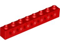 Tijolo Lego Technic 1x8 com Furos Vermelho