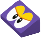 Placa Inclinada 30 1x2x 2/3 com desenho com olhos pretos e brancos parcialmente fechados, padrão de pálpebras amarelas (Super Mario )