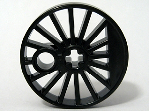 Roda de Trem RC, Raiada com Furo de Eixo Technic e Contrapeso 30 mm D. Preta