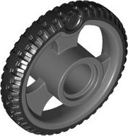 Roda 21x4 com Furo de Pino e 3 Raios com Pneu de Borracha Dura Preta Moldada