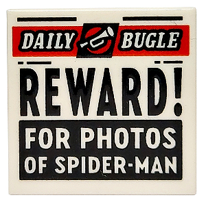 Placa Lisa 2x2 com Desenho do Jornal "CLARIM DIÁRIO" e "RECOMPENSA! PARA FOTOS DO HOMEM-ARANHA"